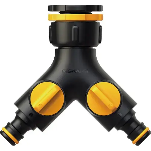 Racord robinet universal dublu Fiskars Multisplit 1027061, valve ON/OFF