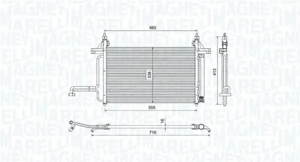 Radiator AC condensator cu uscator potrivit FIAT STILO 1.2-2.4 10.01-08.08