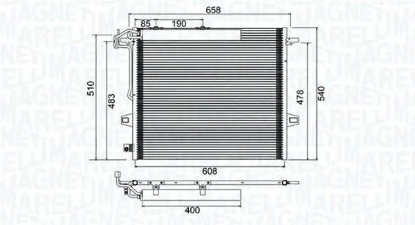 Radiator AC condensator cu uscator potrivit MERCEDES A (V177), GL (X164), M (W164), R (W251, V251) 2.0-6.2 02.05-