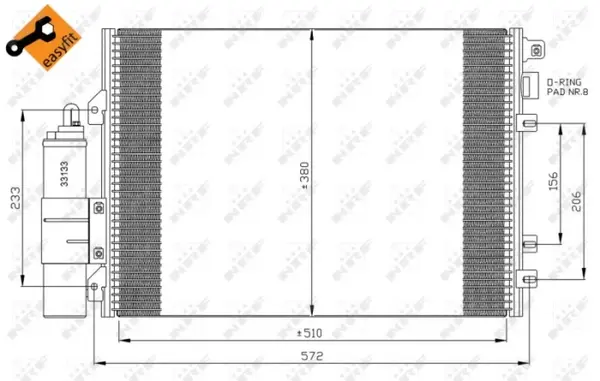 Radiator AC condensator cu uscator potrivit NISSAN KUBISTAR; RENAULT KANGOO, KANGOO EXPRESS 1.2-1.9D 08.97-
