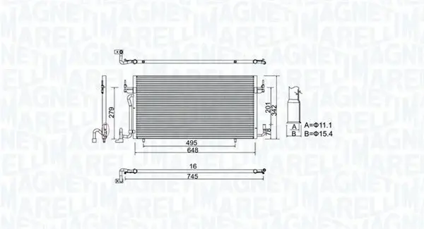 Radiator AC condensator potrivit CITROEN BERLINGO, BERLINGO MINIVAN, XSARA; PEUGEOT PARTNER, PARTNER MINIVAN 1.8D 1.9D 2.0D 06.96-12.15