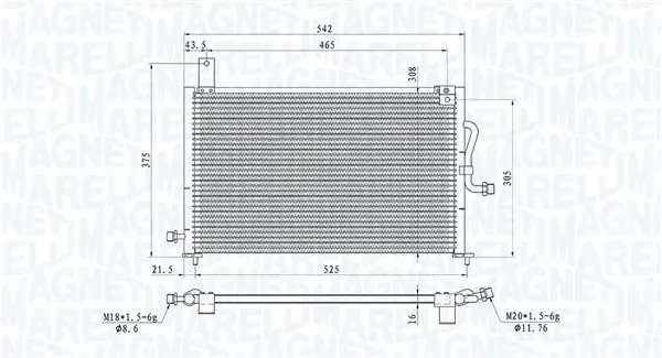 Radiator AC condensator potrivit OPEL ASTRA G, ASTRA G CLASSIC, ZAFIRA A 1.7D-2.2D 02.98-12.09