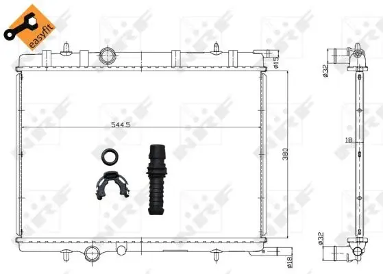 Radiator apa racire motor CITROEN BERLINGO, C4, C4 I, XSARA; PEUGEOT 307, 307 CC, 307 SW, 308 I, 308 SW I, PARTNER, PARTNER TEPEE, PARTNERSPACE 1.1 dupa 1996