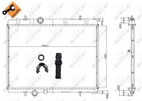 Radiator apa racire motor CITROEN BERLINGO, C4, C4 I, XSARA, XSARA PICASSO; PEUGEOT 2008 I, 307, 307 CC, 307 SW, PARTNER, PARTNERSPACE 1.1 dupa 1996