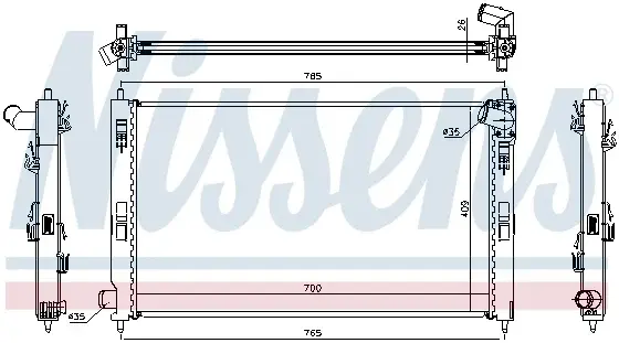 Radiator apa racire motor CITROEN C4 AIRCROSS, C-CROSSER, C-CROSSER ENTERPRISE; MITSUBISHI ASX, LANCER VIII, OUTLANDER II; PEUGEOT 4007, 4008 1.6D-2.2D dupa 2006