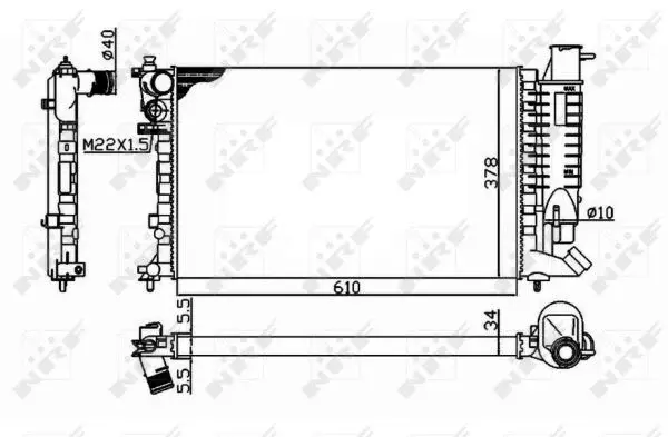 Radiator apa racire motor CITROEN ZX; PEUGEOT 306 1.8D 1.9D intre 1991-2001