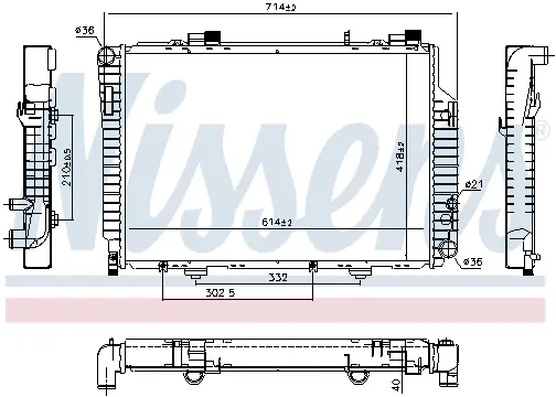 Radiator apa racire motor Mercedes Clasa C T-MODEL (S202), C (W202) 2.2D intre 1997-2001