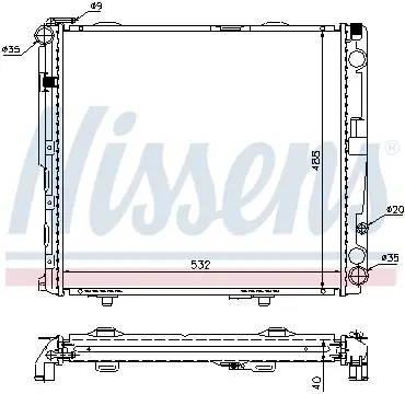Radiator apa racire motor MERCEDES E T-MODEL (S124), E (W124) 2.5D 3.0D intre 1993-1996