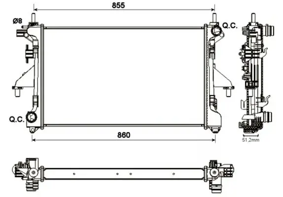 Radiator apa racire motor (transmisie manuala) CITROEN JUMPER; FIAT DUCATO; PEUGEOT BOXER 2.2D 2.3D 3.0D dupa 2006