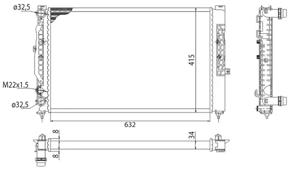 Radiator apa racire motor (transmisie manuala) SKODA SUPERB I; VW PASSAT 1.8-4.0 intre 1993-2008
