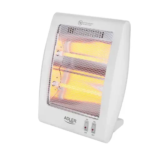 Radiator Cu Halogen Adler AD7709, 800W, 2 Trepte De Putere, Senzori De Supraincalzire, Deconectare Automata In Caz De Rasturnare (Alb)