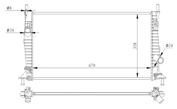 Radiator motor (Manual) potrivit VOLVO C30, C70 II, S40 II, V50; FORD C-MAX, FOCUS C-MAX, FOCUS II; MAZDA 3 1.3-2.5