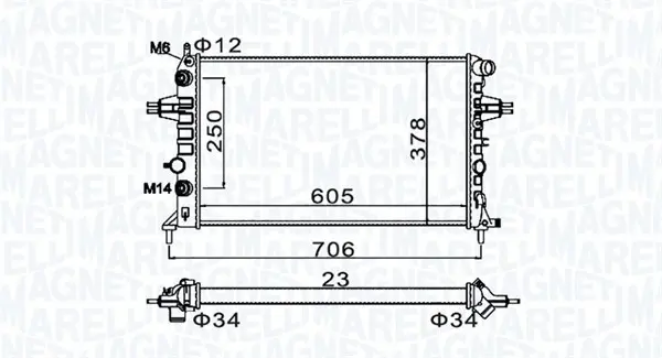 Radiator motor potrivit OPEL ASTRA G, ASTRA G KOMBI, ZAFIRA A 1.4-2.2