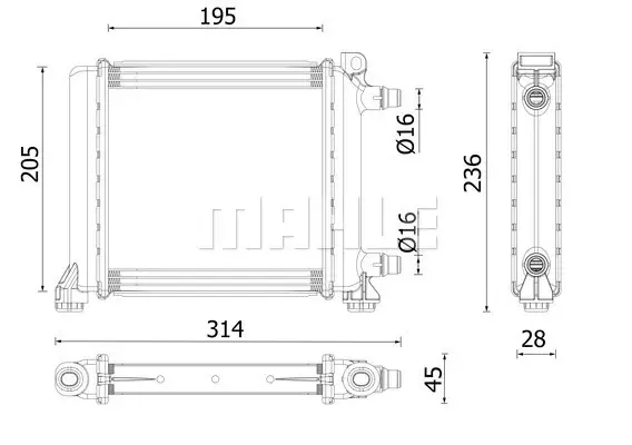 Radiator racire motor potrivit BMW Seria 1 (F40), 2 (F45), 2 GRAN COUPE (F44), 2 GRAN TOURER (F46), X1 (F48), X2 (F39); MINI COUNTRYMAN (F60) 1.5 1.5H 2.0 03.14-