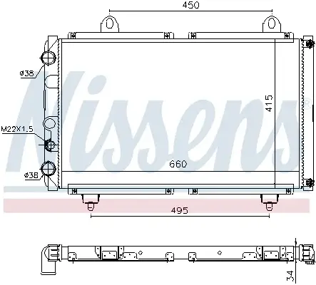 Radiator racire motor potrivit CITROEN C25; FIAT DUCATO, TALENTO; PEUGEOT J5 1.9D 2.5D