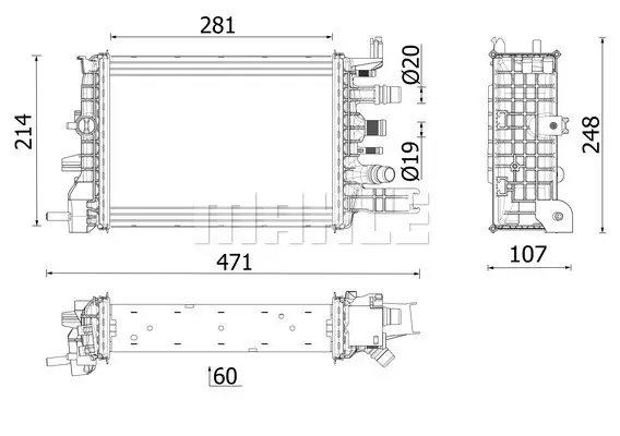 Radiator racire motor potrivit DACIA DOKKER, DOKKER EXPRESS MINIVAN, LODGY, LOGAN II, LOGAN MCV II, SANDERO II 1.5D 05.18-