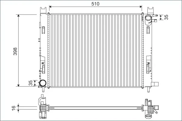 Radiator racire motor potrivit DACIA DOKKER, DOKKER MINIVAN, DUSTER, DUSTER SUV, LODGY, LOGAN II, LOGAN MCV II, SANDERO II; RENAULT CAPTUR I, CLIO IV, CLIO IV HATCHBACK, CLIO IV KOMBI 0.9-1.6LPG 02.08