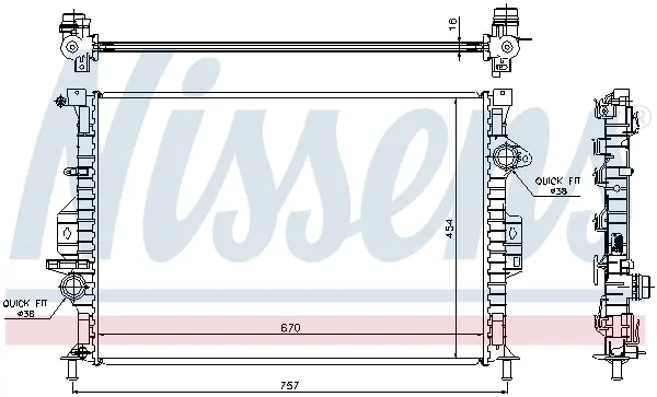Radiator racire motor potrivit VOLVO S60 II, S80 II, V40, V60 I, V70 III; FORD C-MAX II, FOCUS III, GALAXY II, GALAXY MK II, GRAND C-MAX, KUGA I, MONDEO IV, S-MAX 1.5-2.5