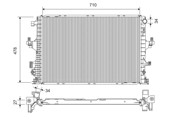 Radiator racire motor potrivit VW CALIFORNIA T6 CAMPER, MULTIVAN T6, TRANSPORTER T6, TRANSPORTER T6 CARAVELLE T6 2.0 2.0D 04.15-08.24