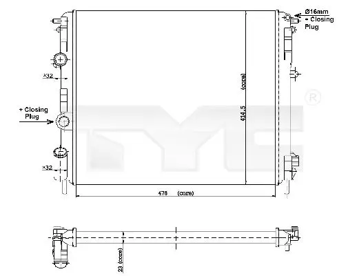 Radiator, racire motor TYC 728-0010