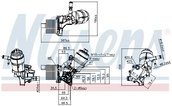 Radiator ulei termoflot cu carcasa filtru potrivit CHEVROLET AVEO, CRUZE, ORLANDO, TRAX; OPEL ADAM, ASTRA J, ASTRA J GTC, CASCADA, CORSA D, CORSA E, INSIGNIA A, MERIVA B 1.4 1.4LPG 12.09-