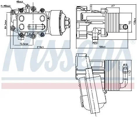 Radiator ulei termoflot cu carcasa filtru ulei potrivit AUDI A6 C7 2.0D 03.11-09.18