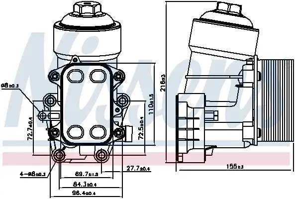 Radiator ulei termoflot cu carcasa filtru ulei potrivit AUDI A1, A3, A4 ALLROAD B8, A4 B8, A5, A6 C7, Q3, Q5, TT; SEAT ALHAMBRA, ALTEA, ALTEA XL, EXEO, EXEO ST, IBIZA IV, IBIZA IV SC 1.2D 1.6D 2.0D 05