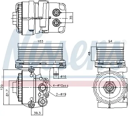 Radiator ulei termoflot cu carcasa potrivit FORD MONDEO III, TRANSIT; JAGUAR X-TYPE I; LAND ROVER DEFENDER 2.0D 2.2D 2.4D 01.00-02.16