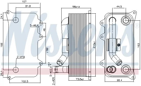 Radiator ulei termoflot potrivit AUDI A6 C6, A8 D3, R8, R8 SPYDER; LAMBORGHINI GALLARDO, GALLARDO SPYDER, HURACAN, HURACAN SPYDER 5.2 03.06-