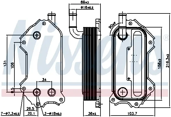 Radiator ulei termoflot potrivit LEXUS IS II; TOYOTA AURIS, AVENSIS, COROLLA, COROLLA VERSO, RAV 4 III, RAV 4 IV, VERSO 2.0D 2.2D 07.05-