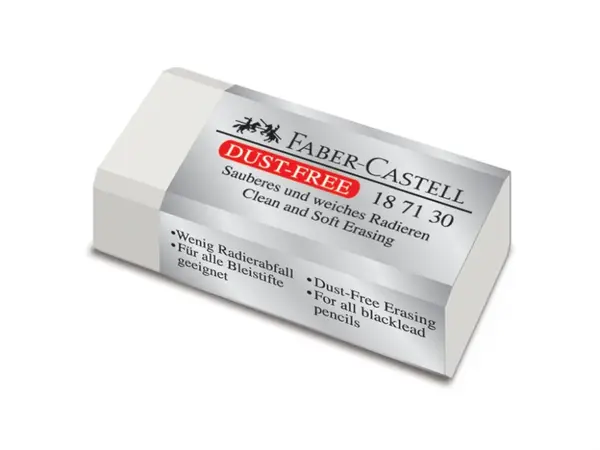 Radiera Faber-Castell Dust Free 30 alba, cu husa, 42x19x12 mm