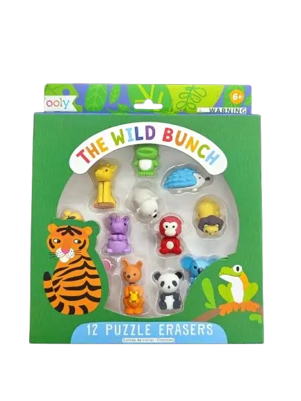 Radiere tip puzzle - Animale salbatice (Set de 12)