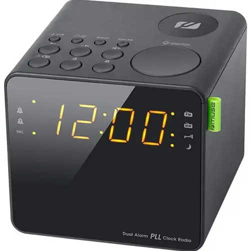 Radio cu Ceas Muse M-187 CR, Dual alarm, AUX in jack (Negru)