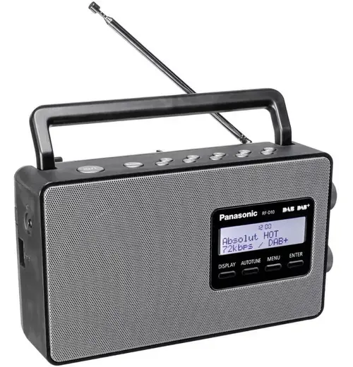 Radio Panasonic RF-D10EG-K, digital, DAB+, functie Wake-up, timer, ecran LC (Argintiu/Negru)