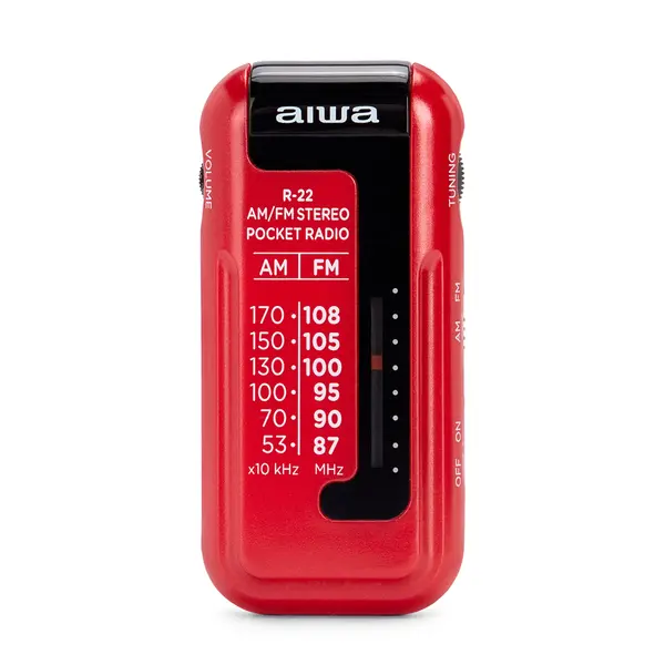 Radio portabil Aiwa R-22RD, FM, Casti incluse, Rosu
