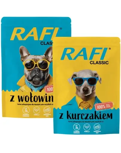 RAFI Classic pachet plicuri mancare caini 20x400g cu vita si pui
