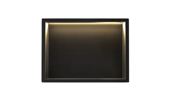 Raft baie incastrat in perete 30x45 cm, negru mat, cu LED, Rea