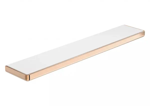 Raft baie Roca Tempo A817027RG0, montare pe perete, 600 x 110 mm, metal/sticla, lucios, Rose gold