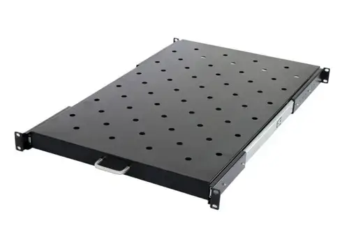 Raft culisant Spacer SPSS-1U366-BK-03, 1U pentru rack 19inch, adancime 366mm, pentru cabinet de 600mm, sarcina maxima 60Kg, vopsea antistatic, otel 1.2mm (Negru)