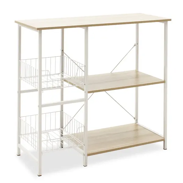 Raft de Bucatarie Noon cu, alb-Natural, 80x34x75 cm