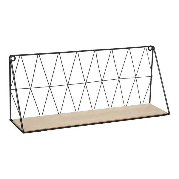 Raft de perete Anneza, metal, Natural - negru, 48x12x20 cm