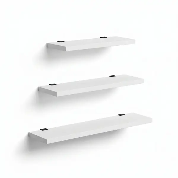 Raft de perete Leila, 3 Piese, Gri - Alb, 50x14 cm