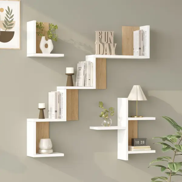 Raft de perete Wall shelf Verso stejar cu antracit color, Stejar - Antracit, 100x15x103 cm