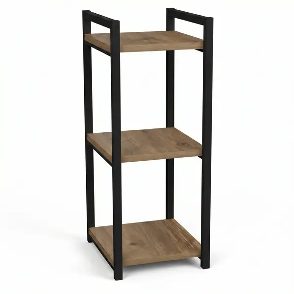 Raft de podea Negru metal, Natural, 33x28x70 cm