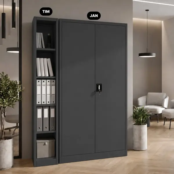 Raft metalic ingust, de arhivare pentru documente antracit: TIM 250 x 1850 x 600 mm Raft metalic îngust de arhivare pentru documente, antracit, 250x1850x600 mm: TIM