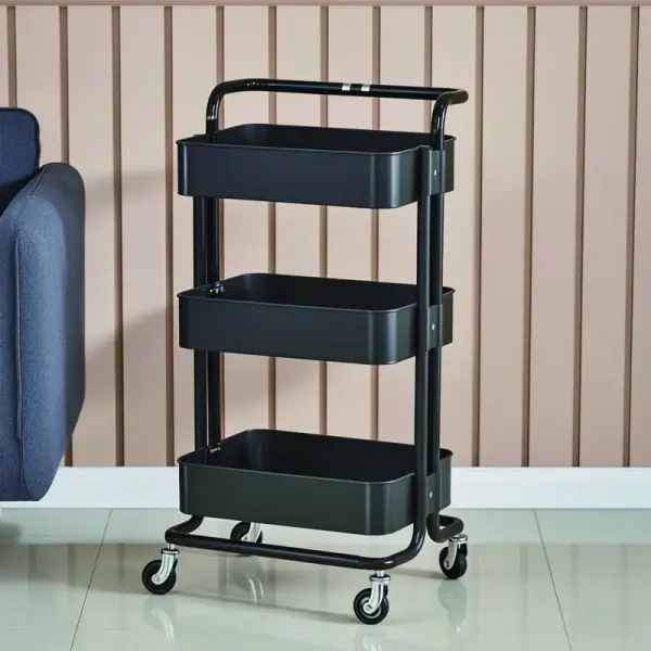 Raft portabil cu 3 nivele – cu cosuri metalice si roti rotative 360°