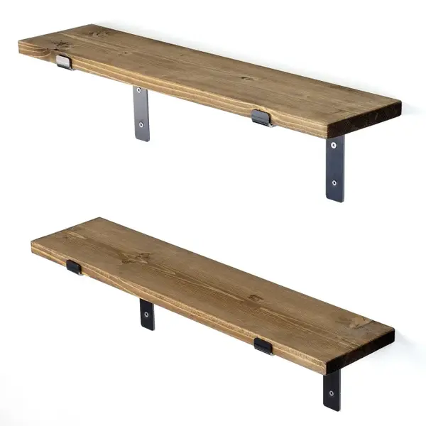 Raft suspendat LAM004, negru + nuc, 60x14x16 cm