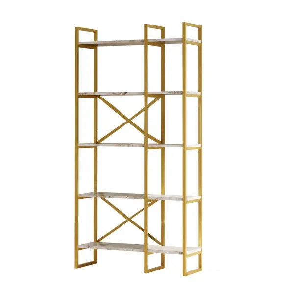 Raft VG4-GE, alb + auriu, 87,5x30x175 cm