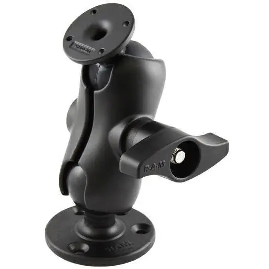 RAM MOUNTS RAM® Ball Mount cu placa AMPS rotunda si placa rotunda mare - scurt