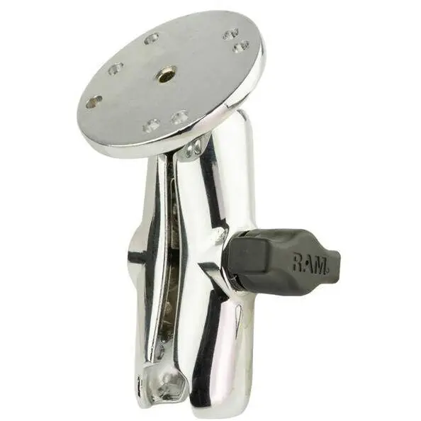 RAM MOUNTS RAM® Chrome brat cu soclu dublu cu placa rotunda - brat mediu